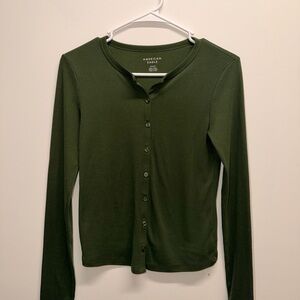 American Eagle Outfitters Dark Green Button-Down Shirt